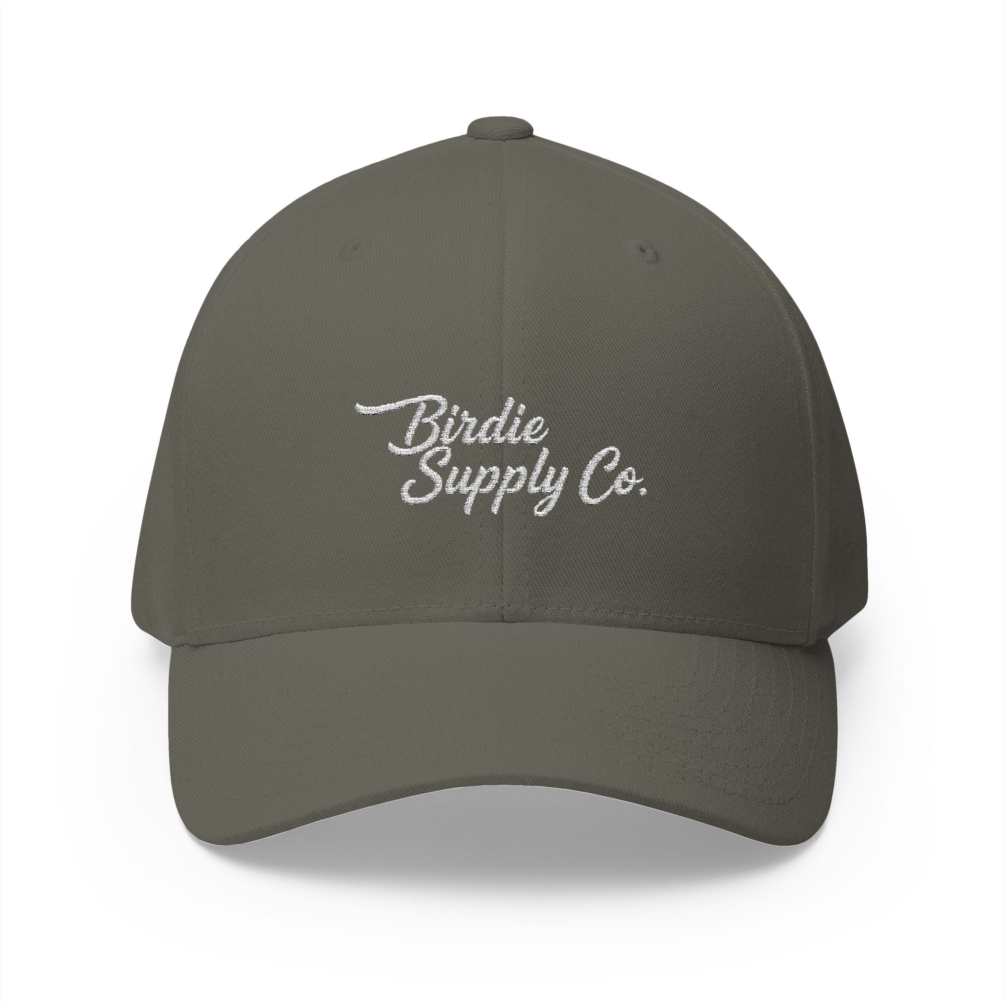 Embroidered Closed-Back Golf Cap - White Script Logo
