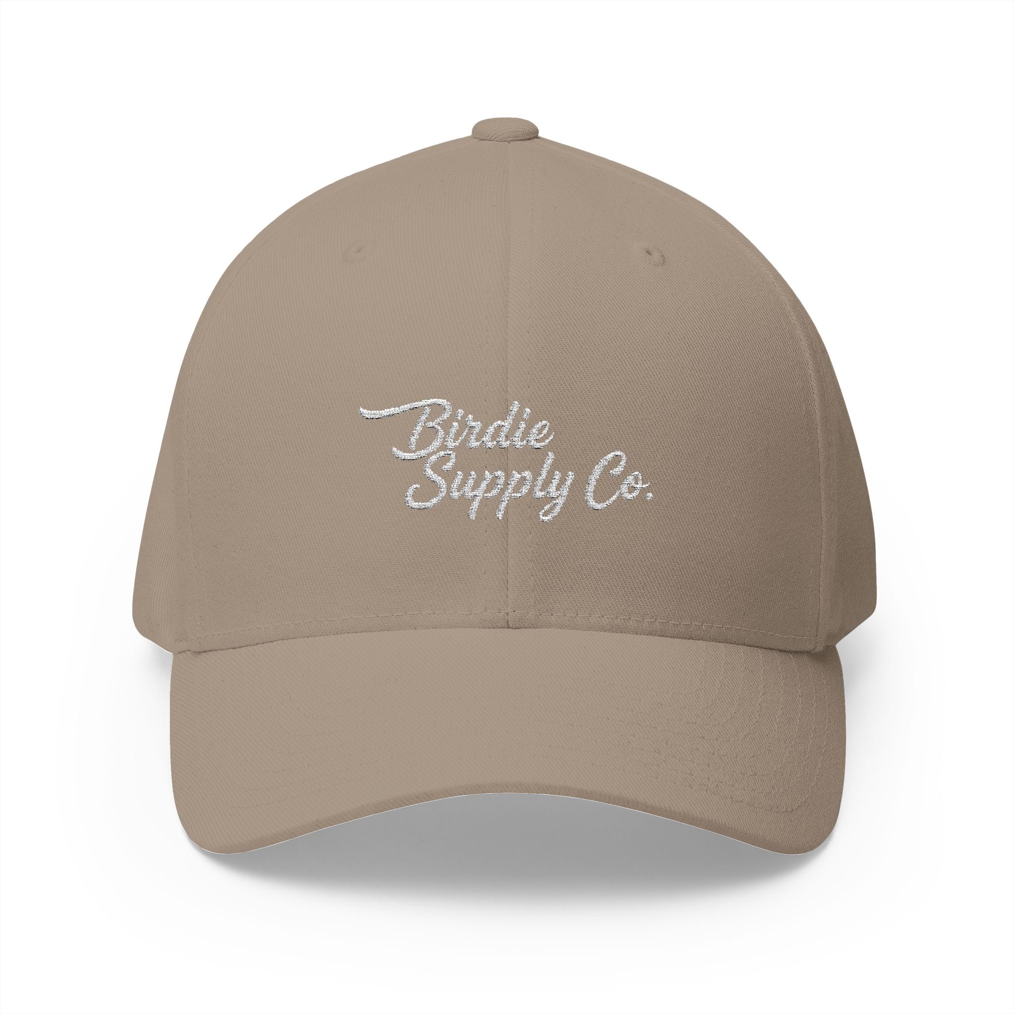 Embroidered Closed-Back Golf Cap - White Script Logo