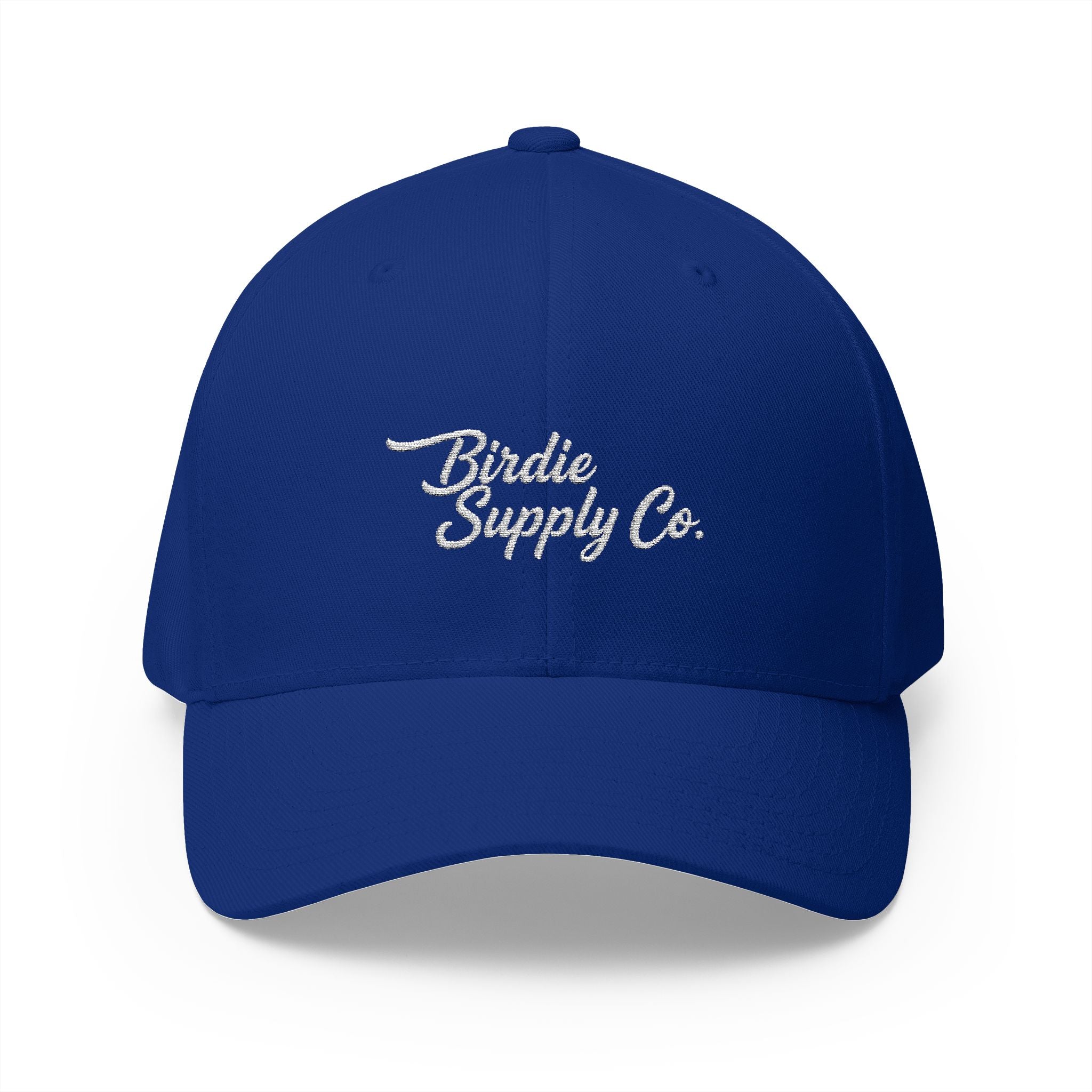Embroidered Closed-Back Golf Cap - White Script Logo