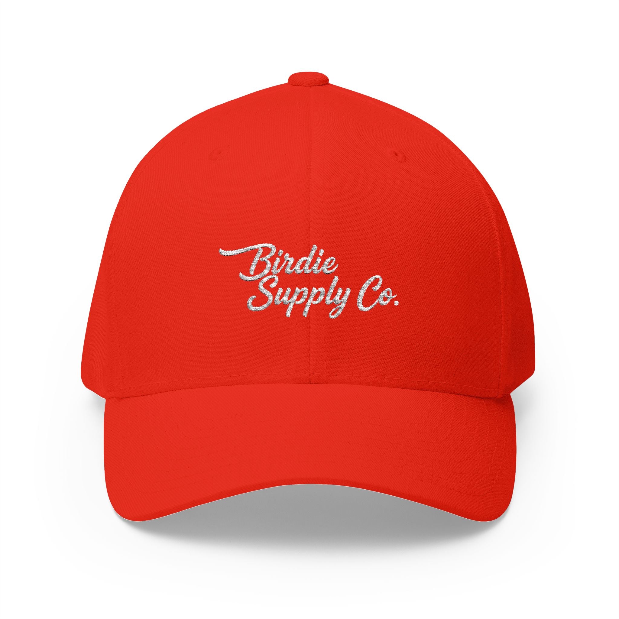Embroidered Closed-Back Golf Cap - White Script Logo