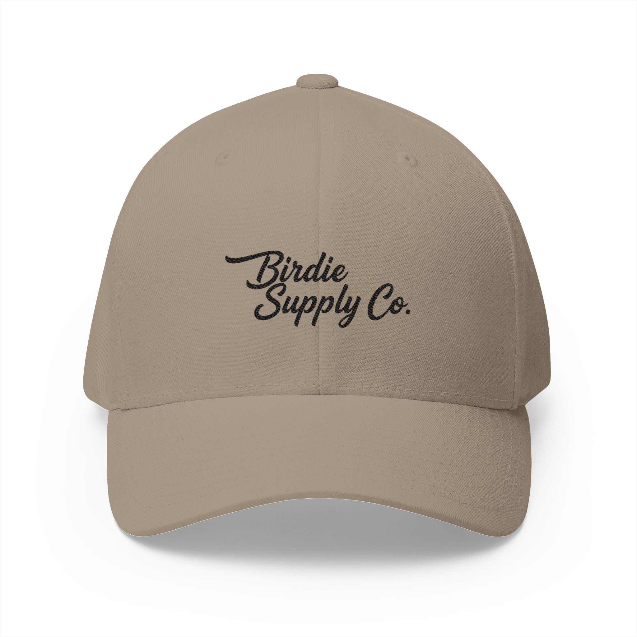 Embroidered Closed-Back Golf Cap - Black Script Logo