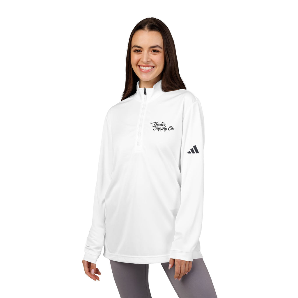 Adidas Embroidered Quarter-Zip Lightweight Pullover —  Script Logo