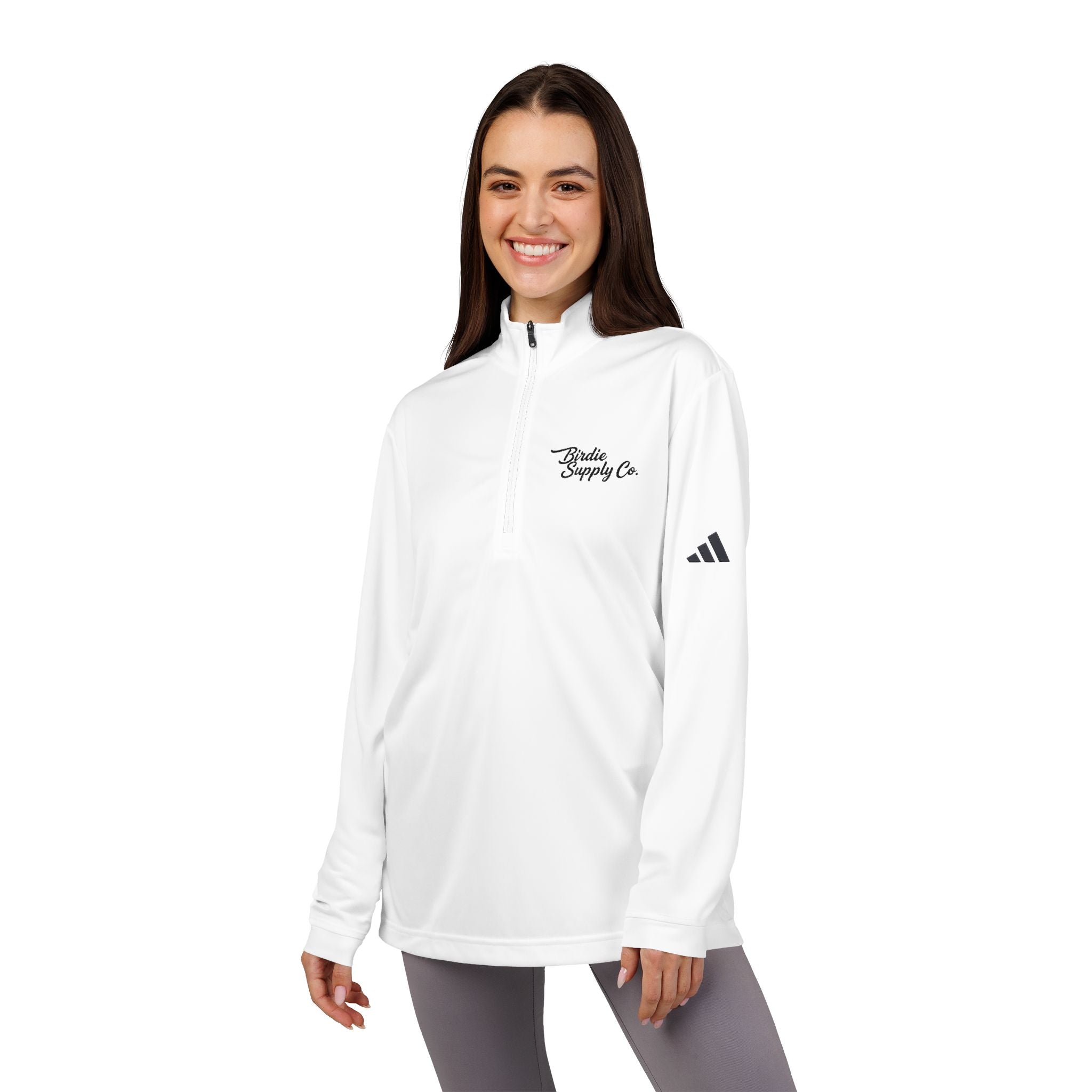 Adidas Embroidered Quarter-Zip Lightweight Pullover —  Script Logo