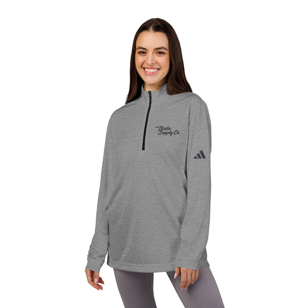 Adidas Embroidered Quarter-Zip Lightweight Pullover —  Script Logo