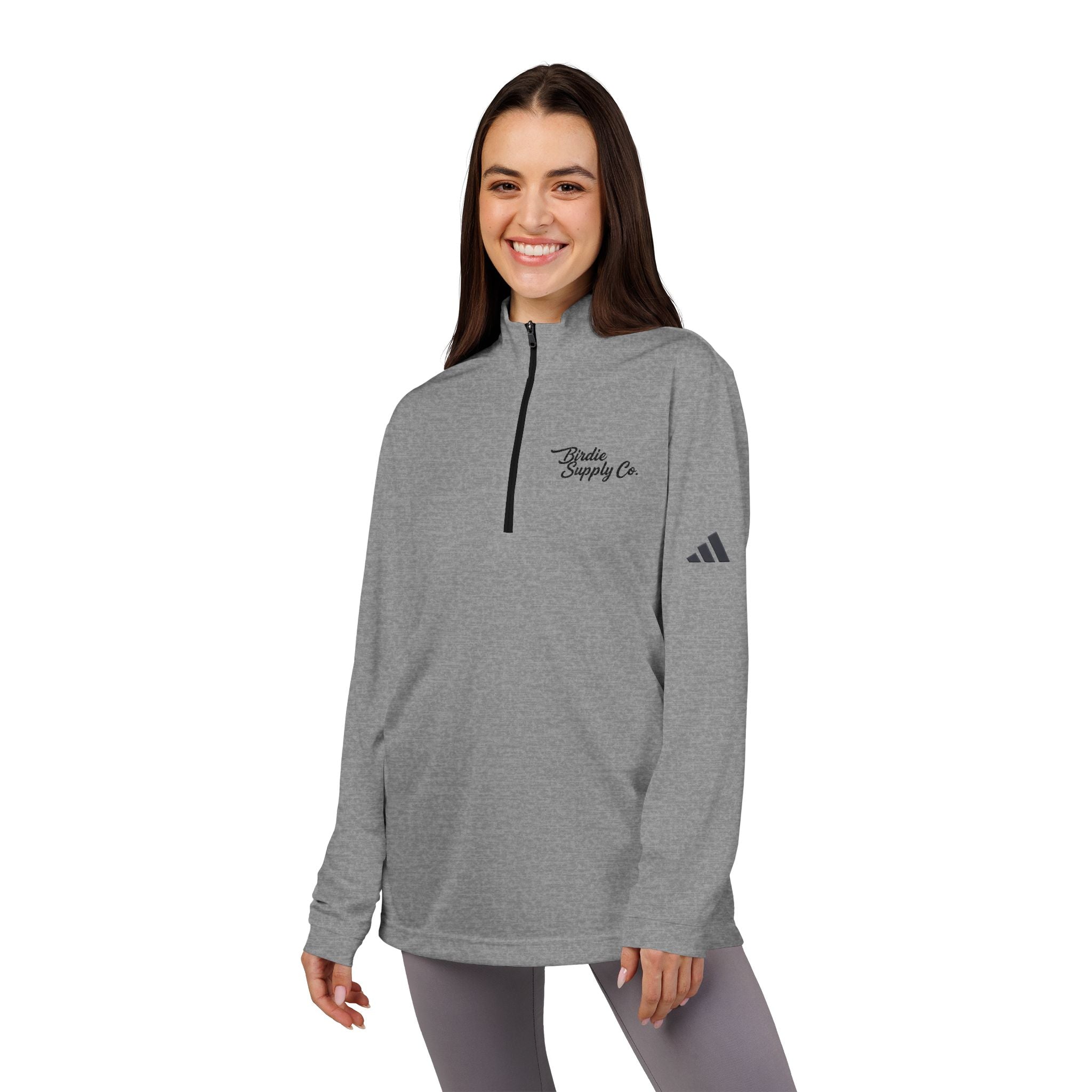 Adidas Embroidered Quarter-Zip Lightweight Pullover —  Script Logo