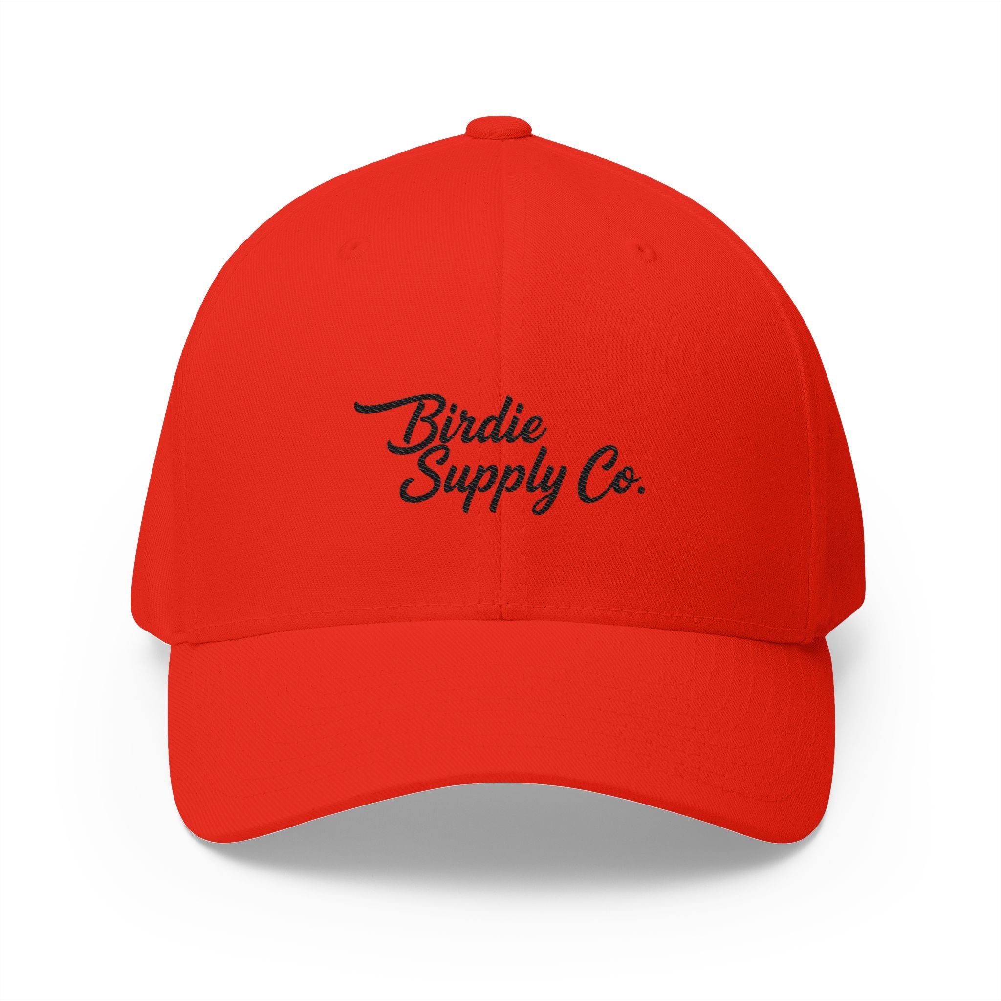 Embroidered Closed-Back Golf Cap - Black Script Logo