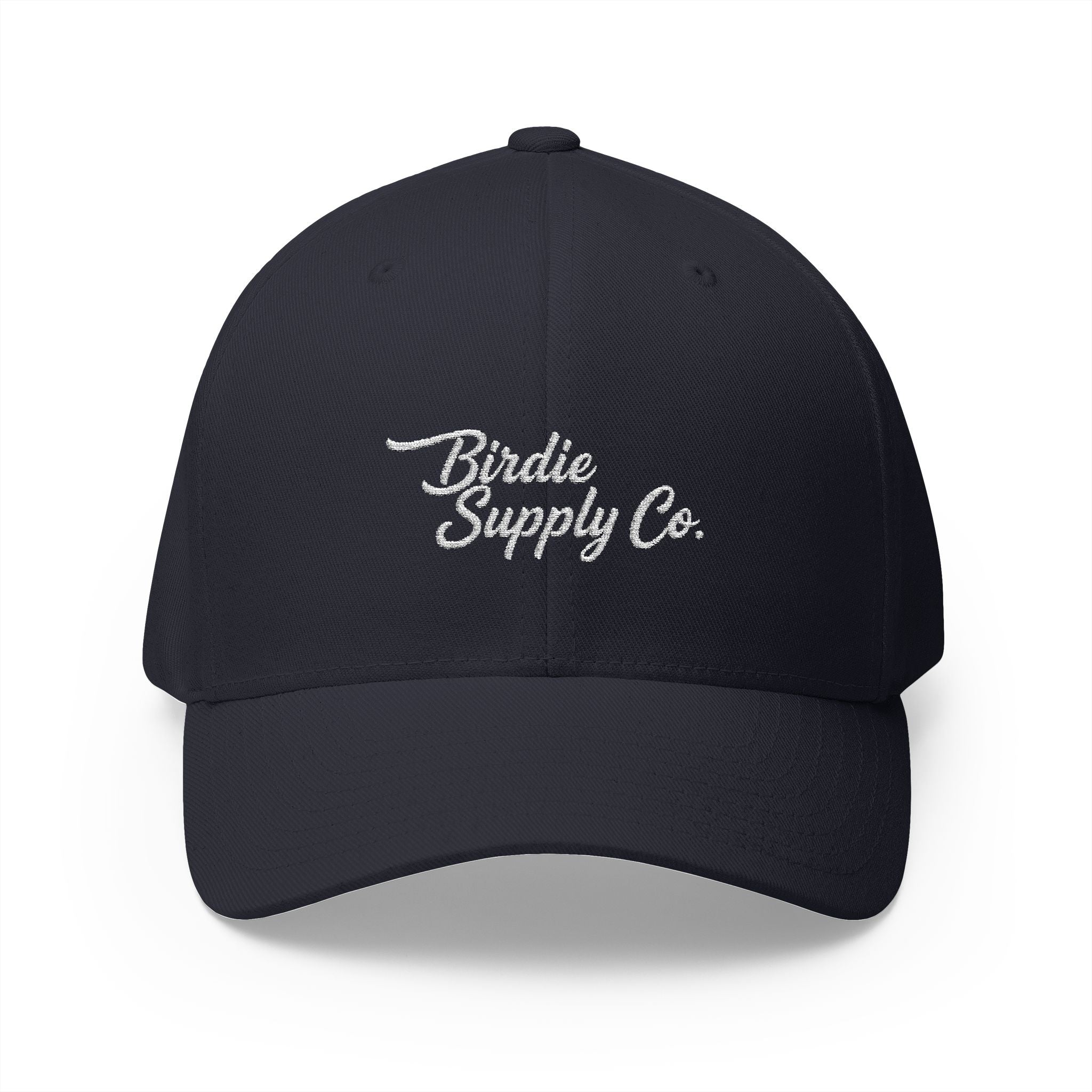 Embroidered Closed-Back Golf Cap - White Script Logo