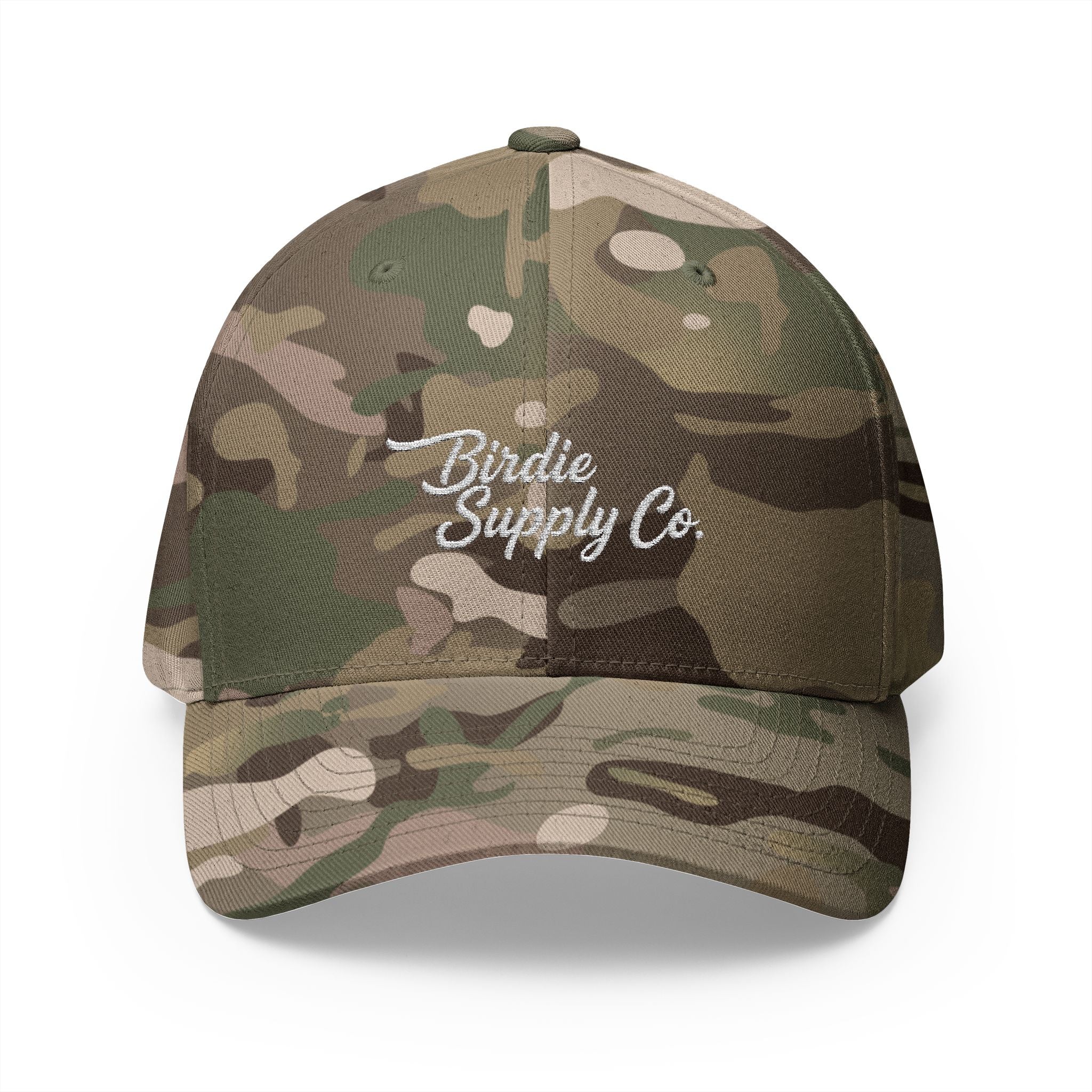 Embroidered Closed-Back Golf Cap - White Script Logo