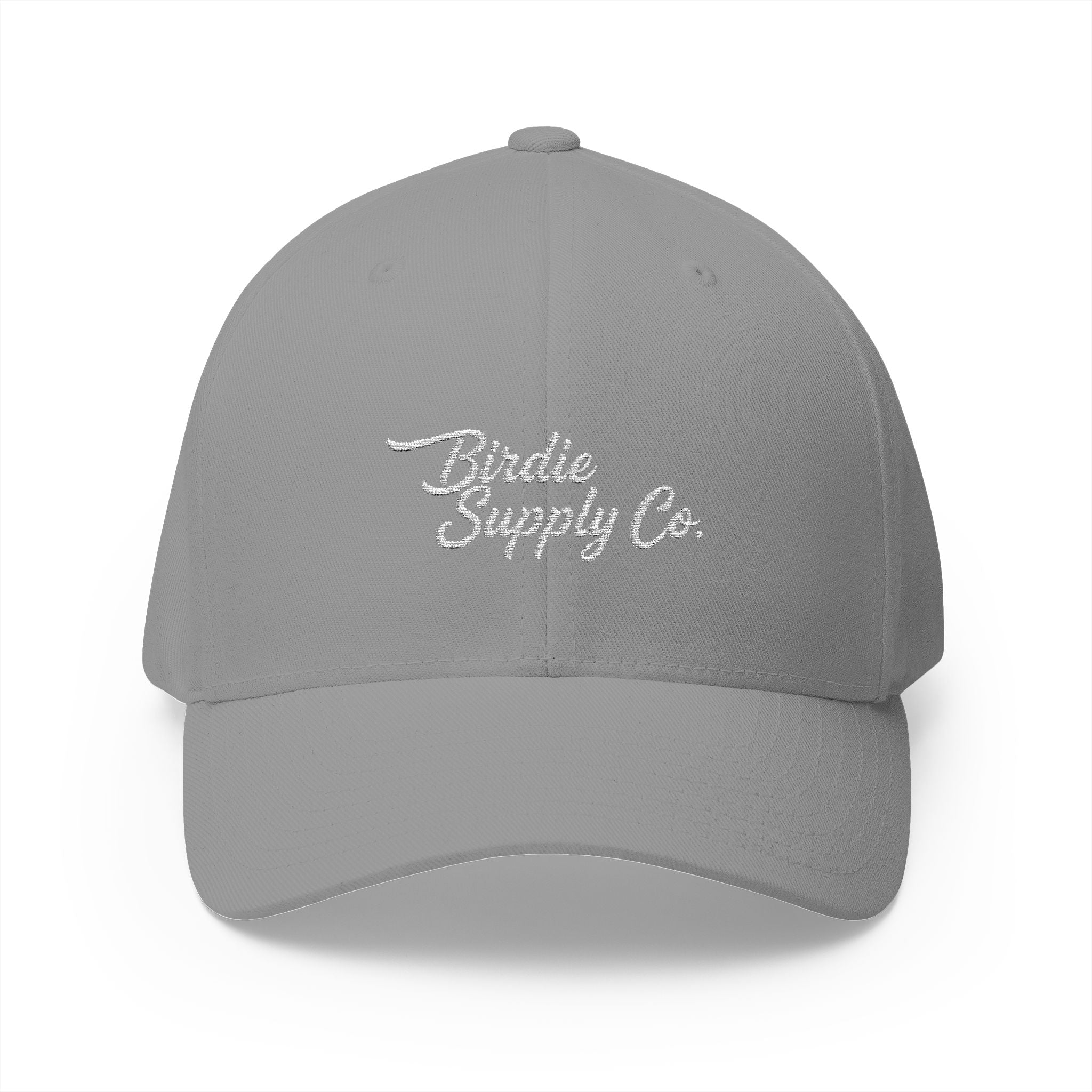 Embroidered Closed-Back Golf Cap - White Script Logo