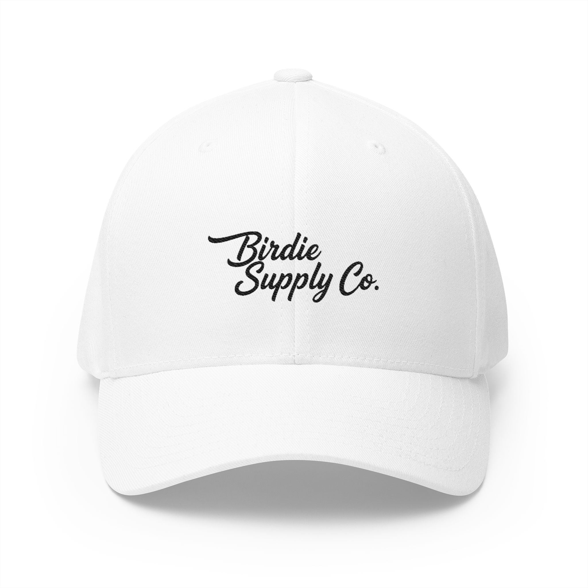 Embroidered Closed-Back Golf Cap - Black Script Logo